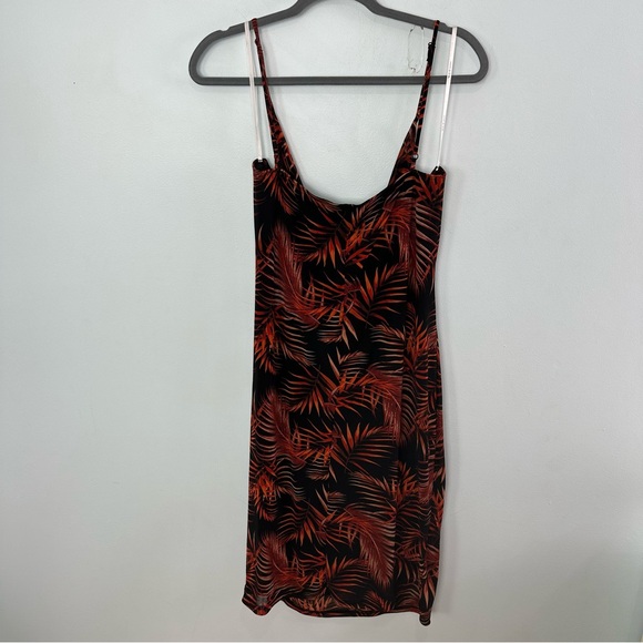 d.n.a. Couture Size 3X Black & Rust Tropical Spaghetti Strap Lined Dress NWT - Picture 2 of 8